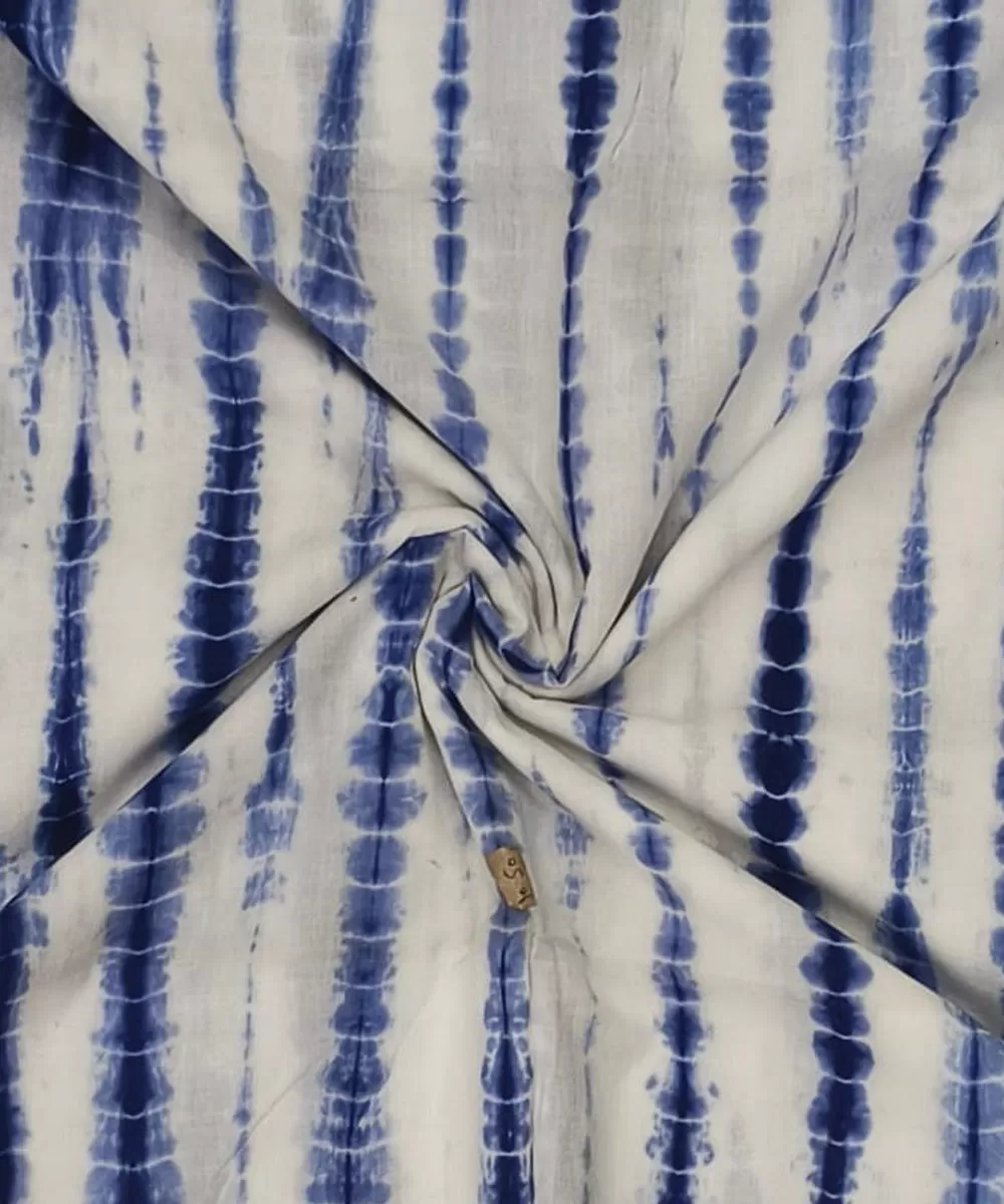 2.5m White blue tiedye cotton kurta material