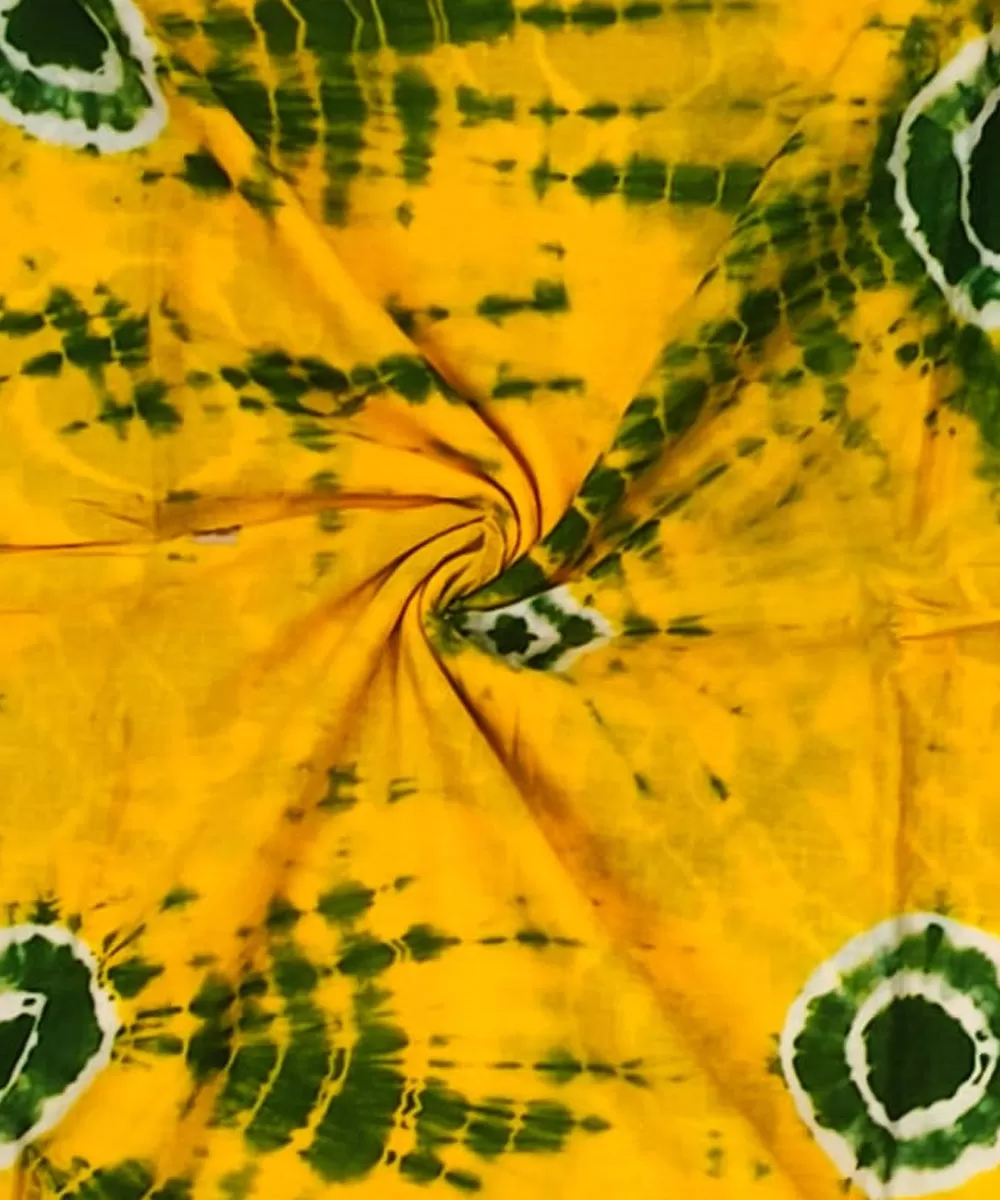 2.5m Yellow green tie dye cotton kurta material