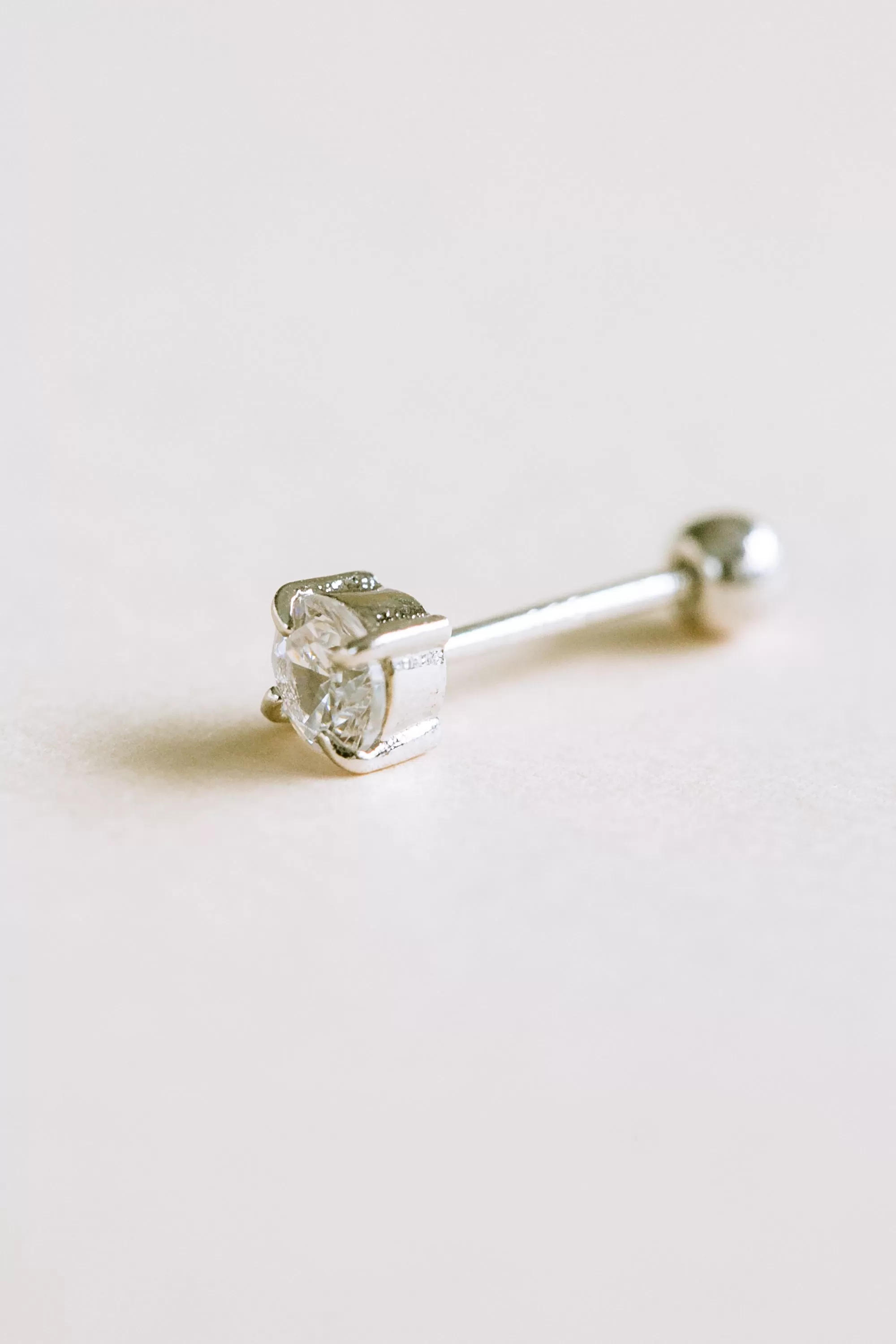 925 Cz Round 4mm Ear Barbell Piercing