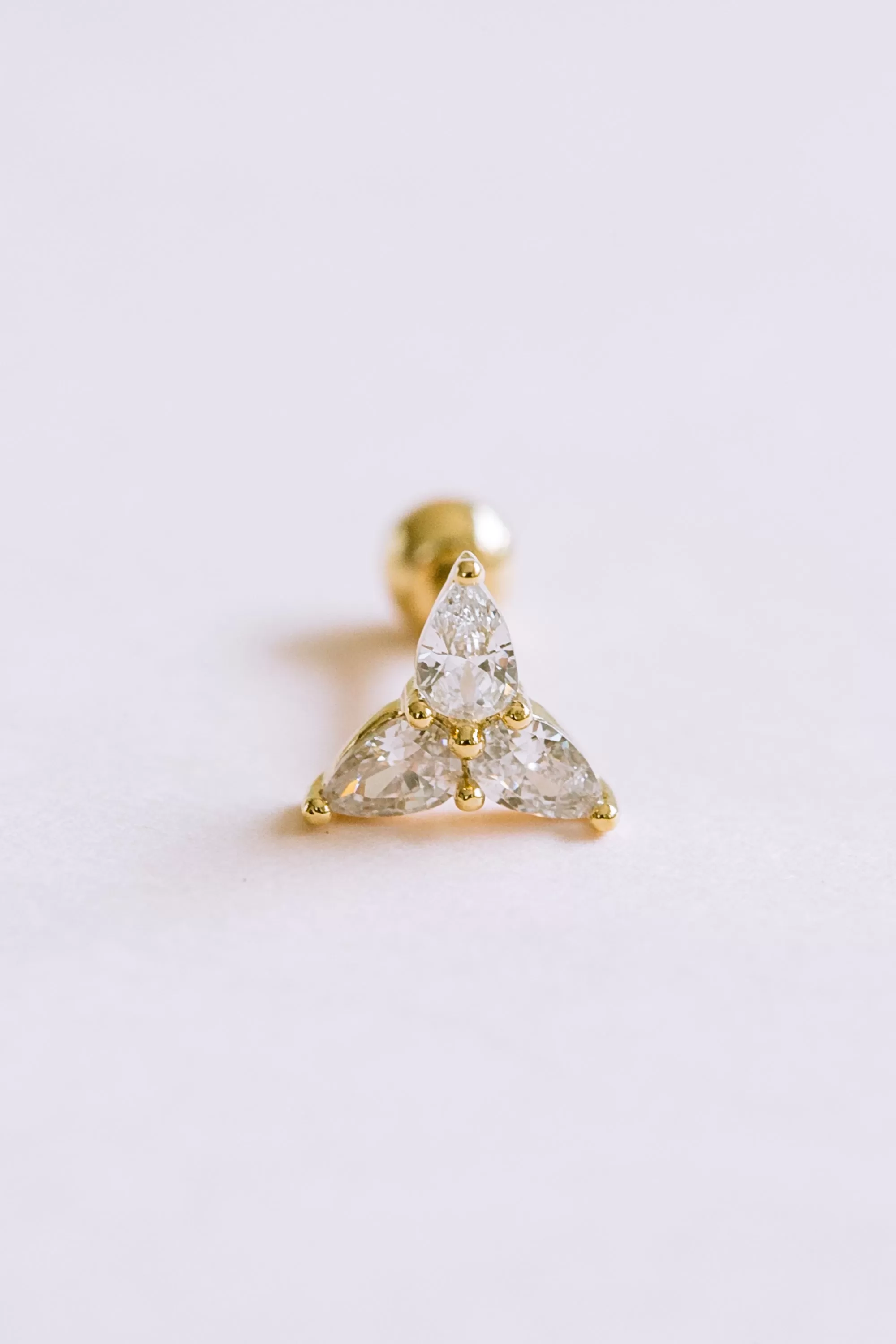 925 Cz Triangle Ear Barbell Piercing