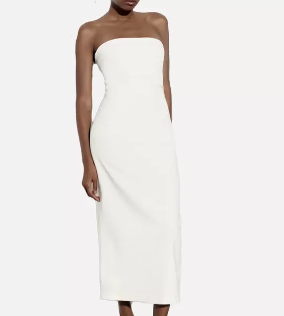 Amara Pleated Strapless Long Dress