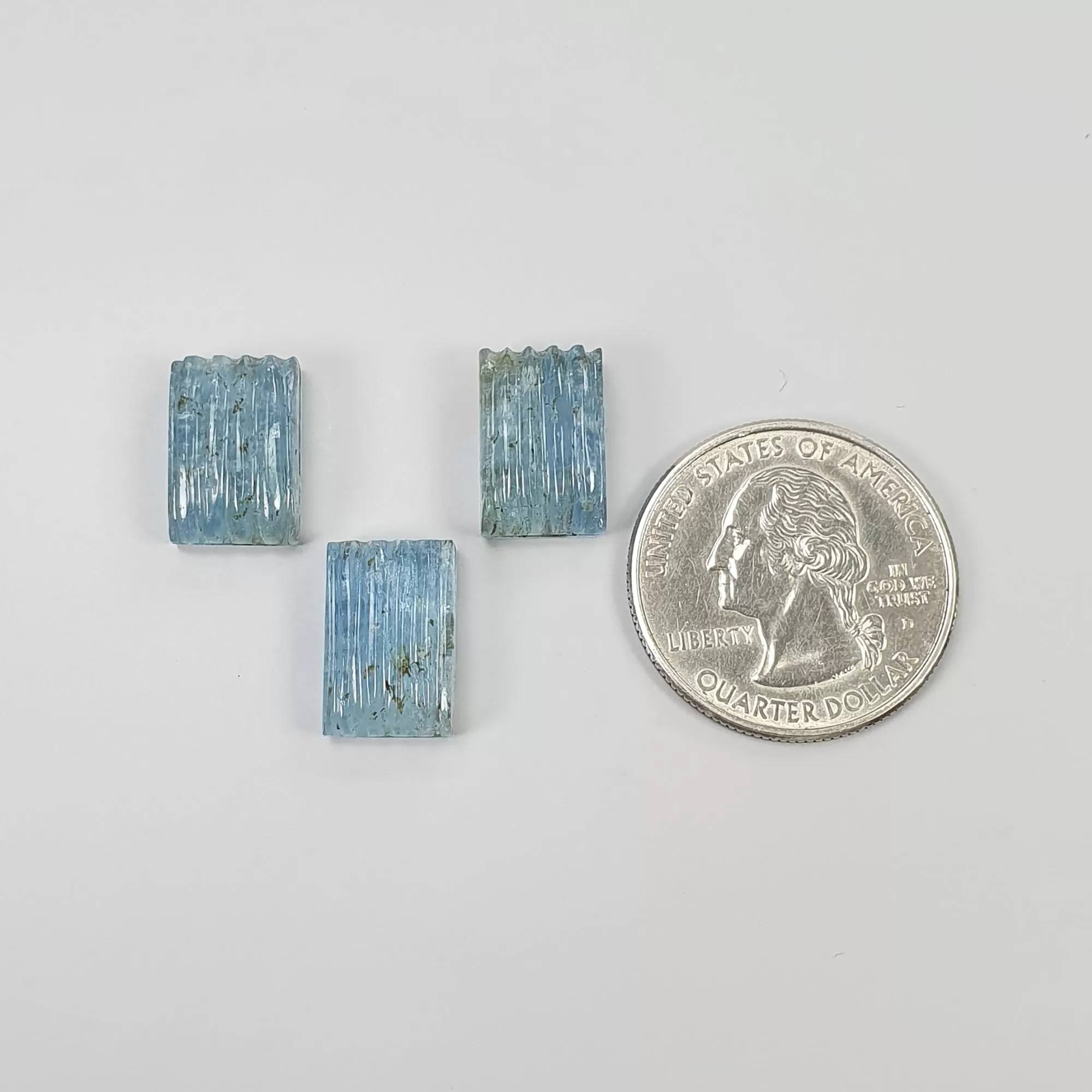 AQUAMARINE Gemstone Carving : 25.05cts Natural Untreated Blue Aquamarine Hand Carved Cushion Shape 14.4*9.5mm 3pcs