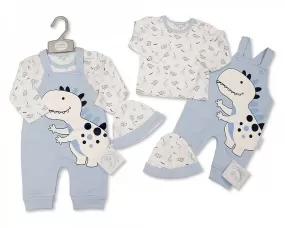 Baby Boys 2 pcs Dungaree Set with Hat - Dino-Bis-2020-2436