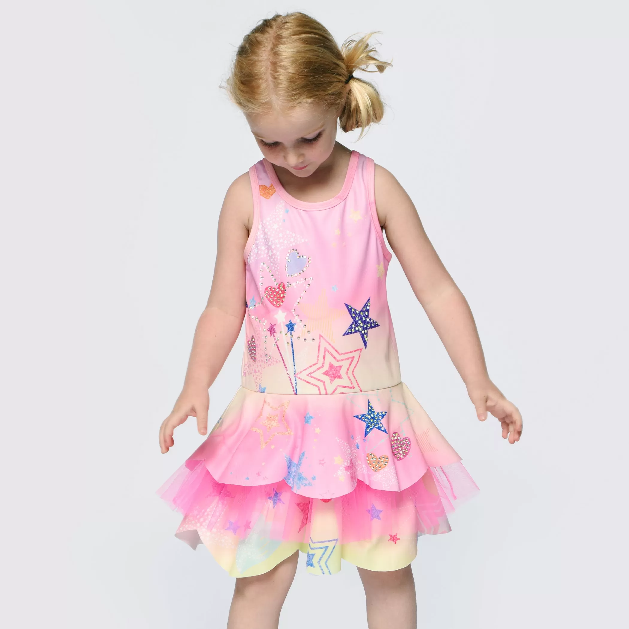 Baby Sara Printed Scallop Tutu Pink Multi Dress