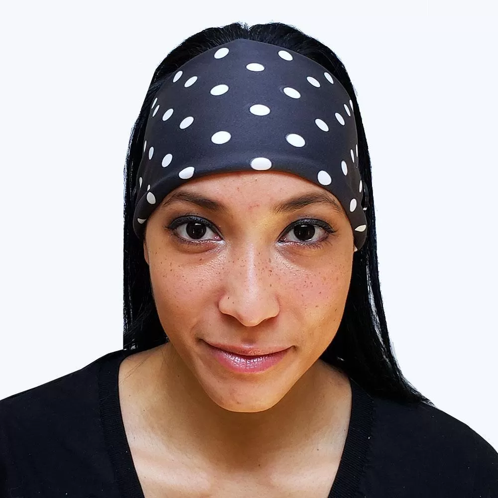 Black and White Polka Dot Button Headband