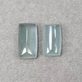 BLUE AQUAMARINE Gemstone Cabochon : 26.80cts Natural Untreated Aquamarine Cushion Shape Cabochon 19*11.5mm - 21.5*12mm 2pcs