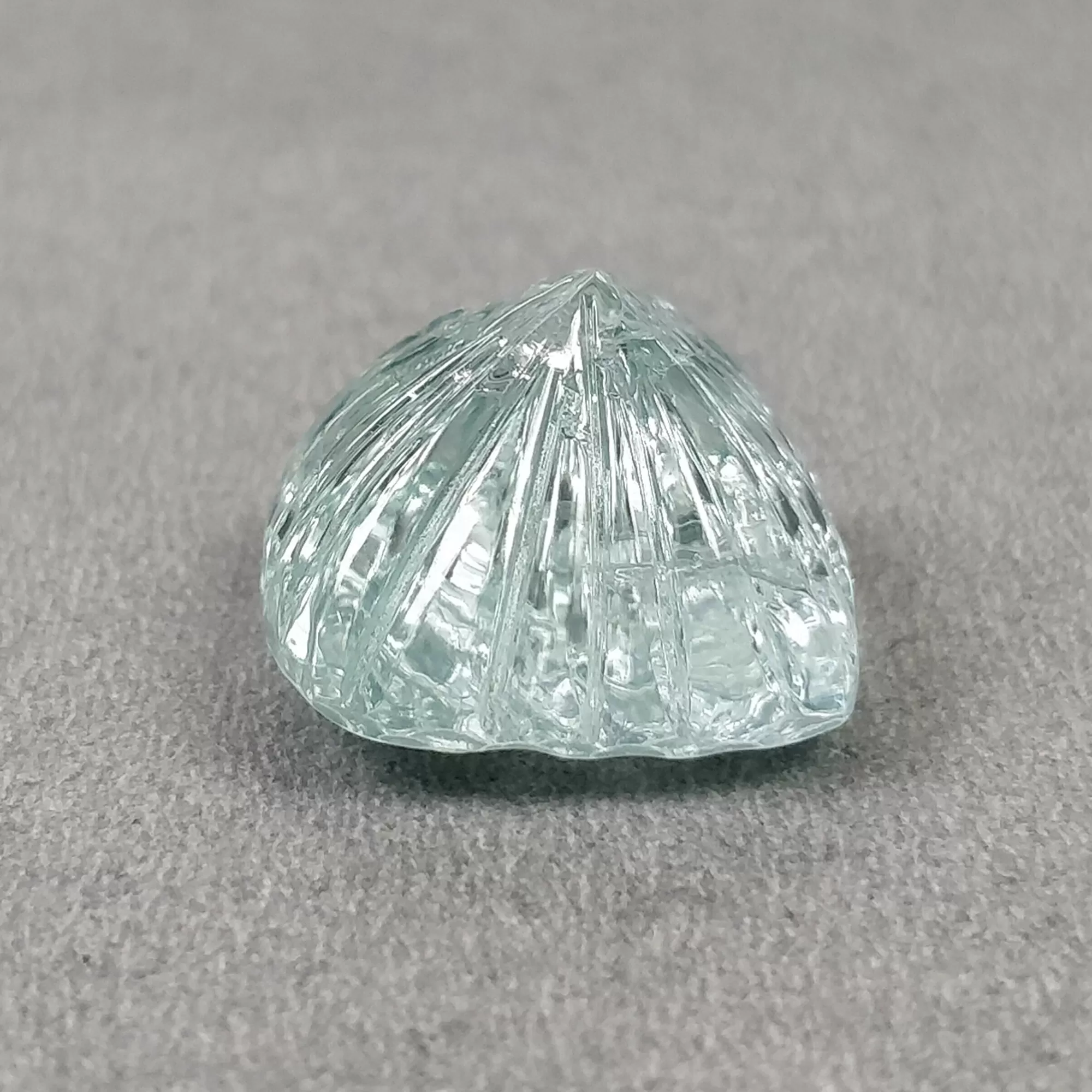 BLUE AQUAMARINE Gemstone Carving  : 18.10cts Natural Untreated Aqua Hand Carved Cushion Shape 16mm