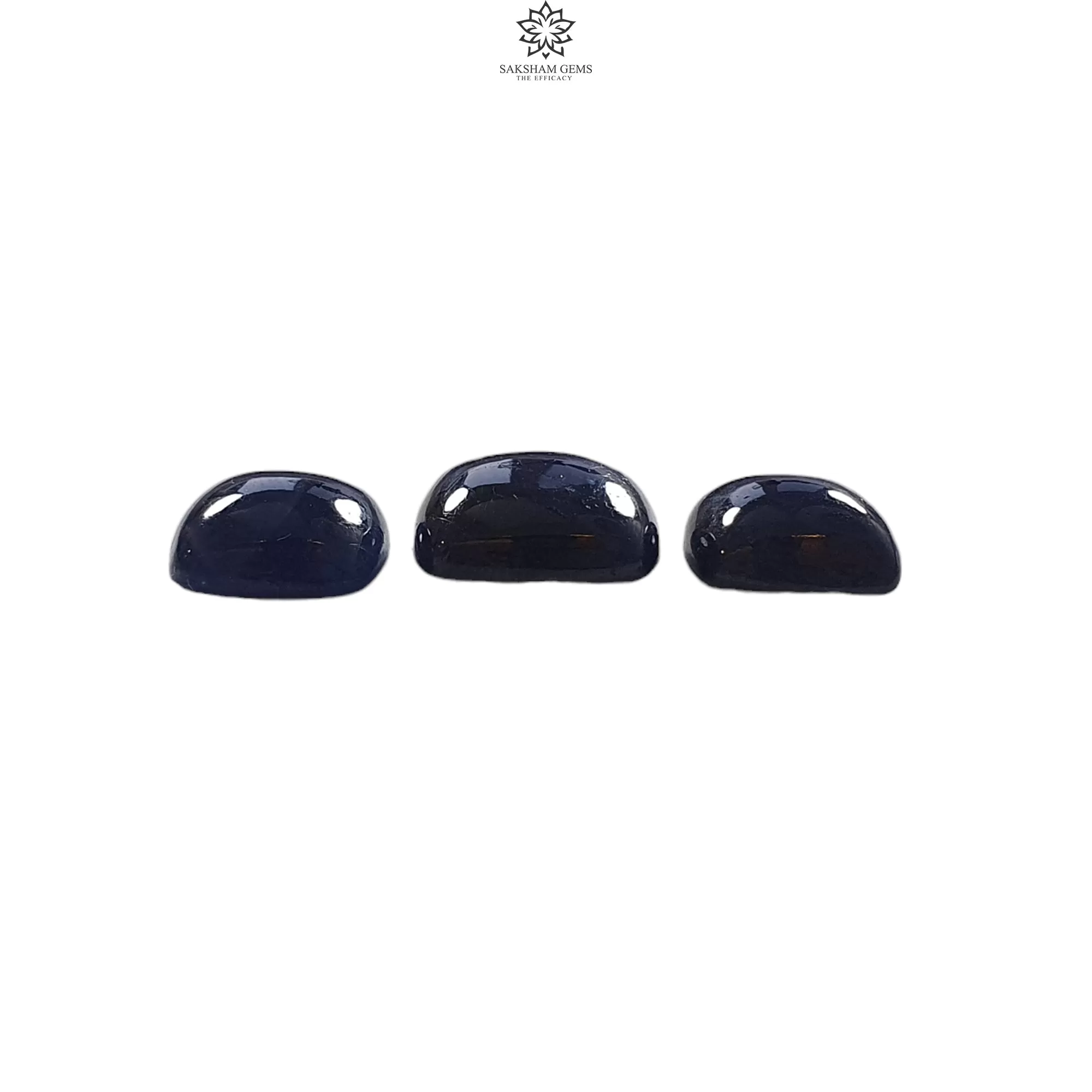 BLUE SAPPHIRE Gemstone Cabochon : 38.50cts Natural Untreated Unheated Sapphire Cushion Shape 12*14mm - 15*17mm 3pcs