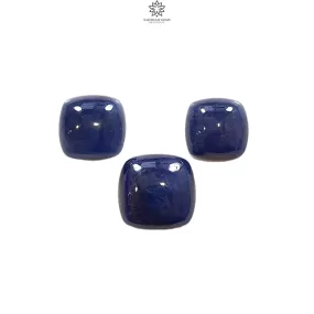 BLUE SAPPHIRE Gemstone Cabochon : 38.50cts Natural Untreated Unheated Sapphire Cushion Shape 12*14mm - 15*17mm 3pcs