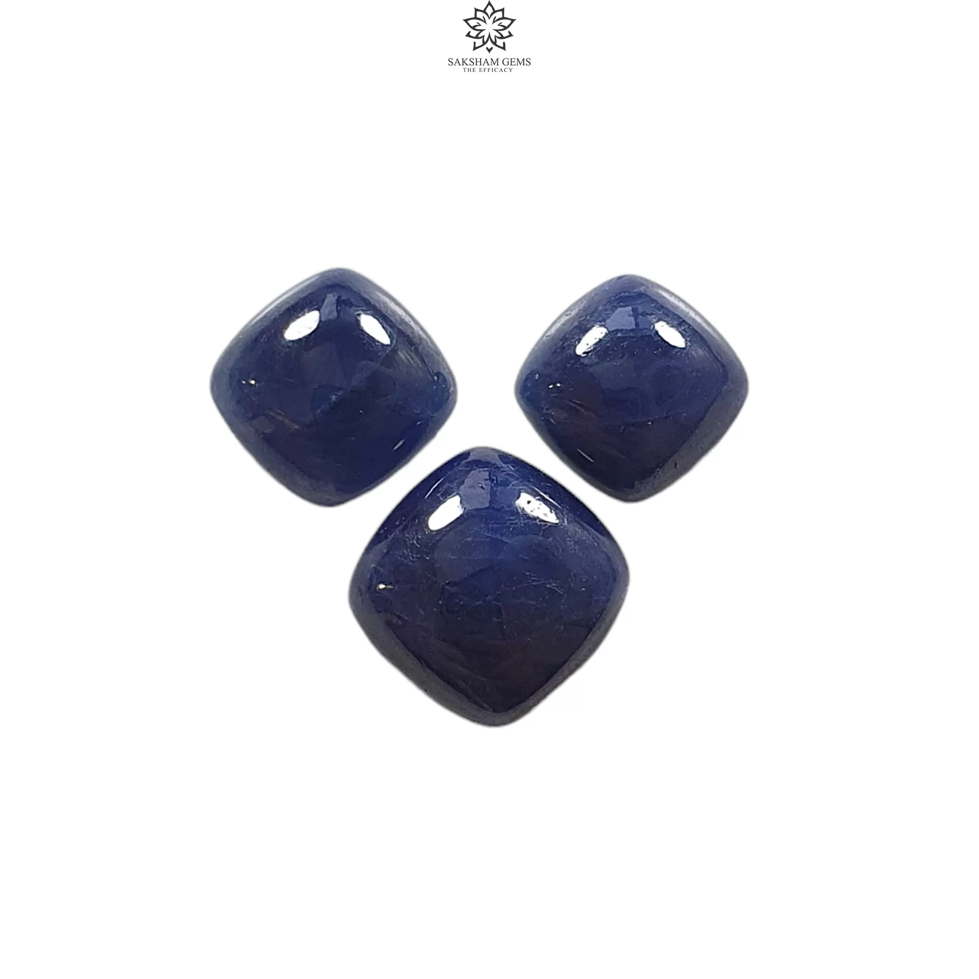 BLUE SAPPHIRE Gemstone Cabochon : 38.50cts Natural Untreated Unheated Sapphire Cushion Shape 12*14mm - 15*17mm 3pcs