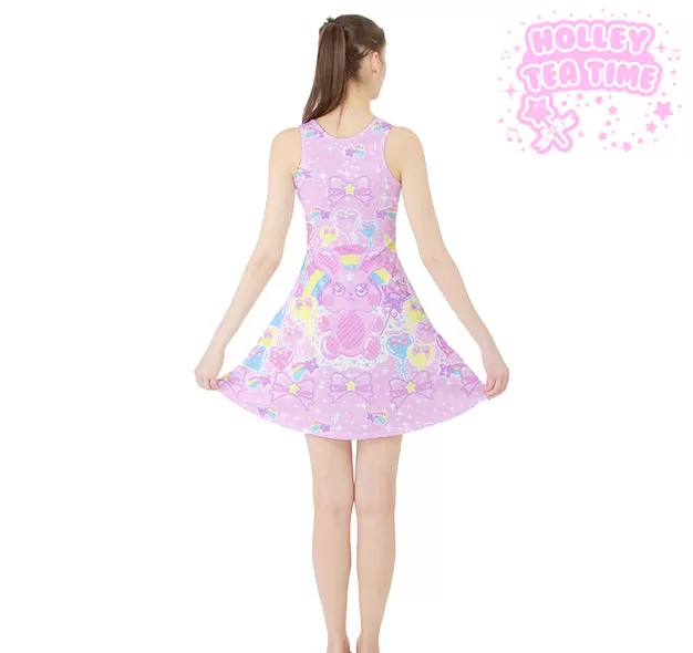 Bubblegum bunny sleeveless skater dress [made to order]