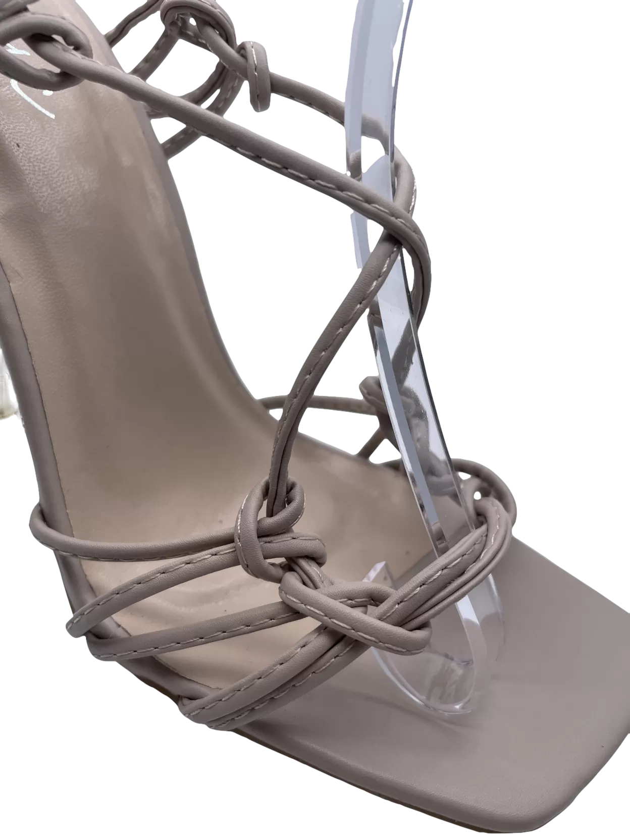 chic Nude Lace Up Sandals With Gold Heel UK 6 EU 39 👠