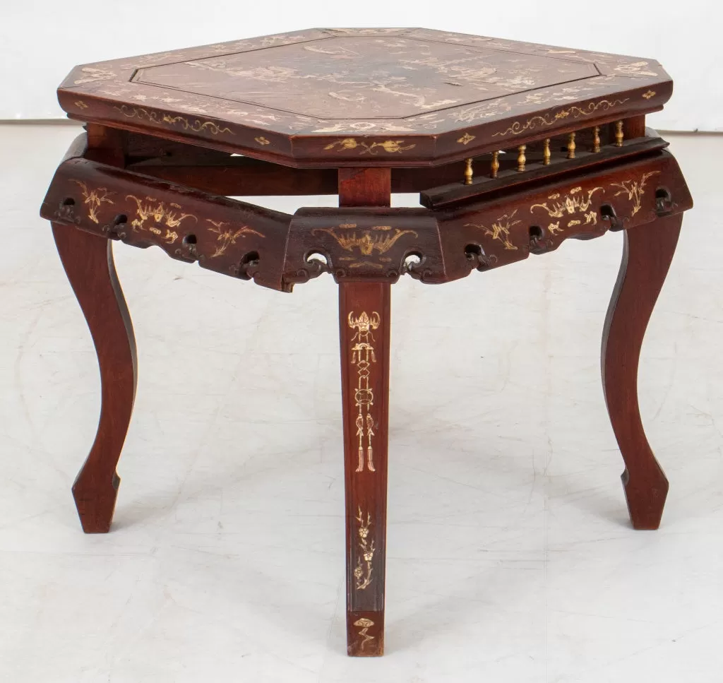 Chinese Inlaid Hardwood Side Table, 19th C