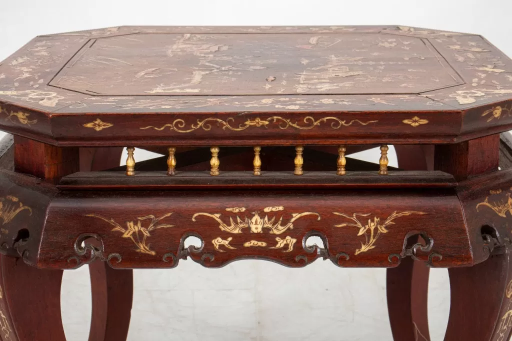 Chinese Inlaid Hardwood Side Table, 19th C