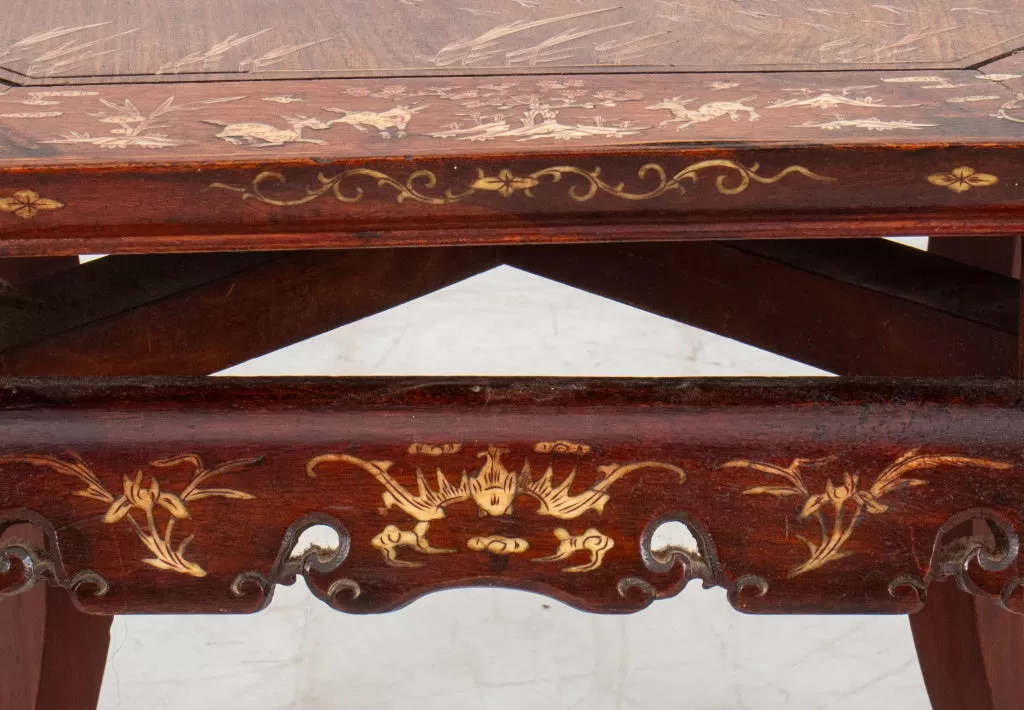 Chinese Inlaid Hardwood Side Table, 19th C