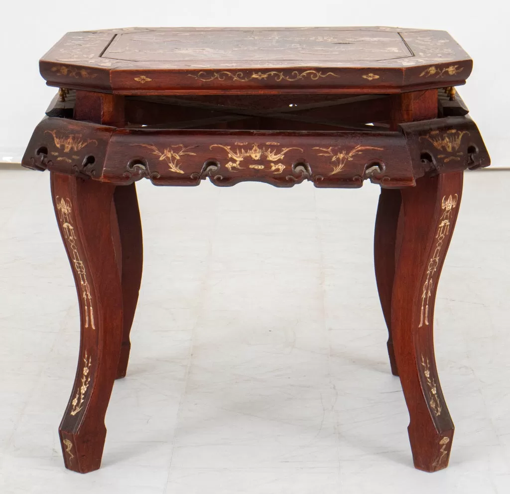 Chinese Inlaid Hardwood Side Table, 19th C