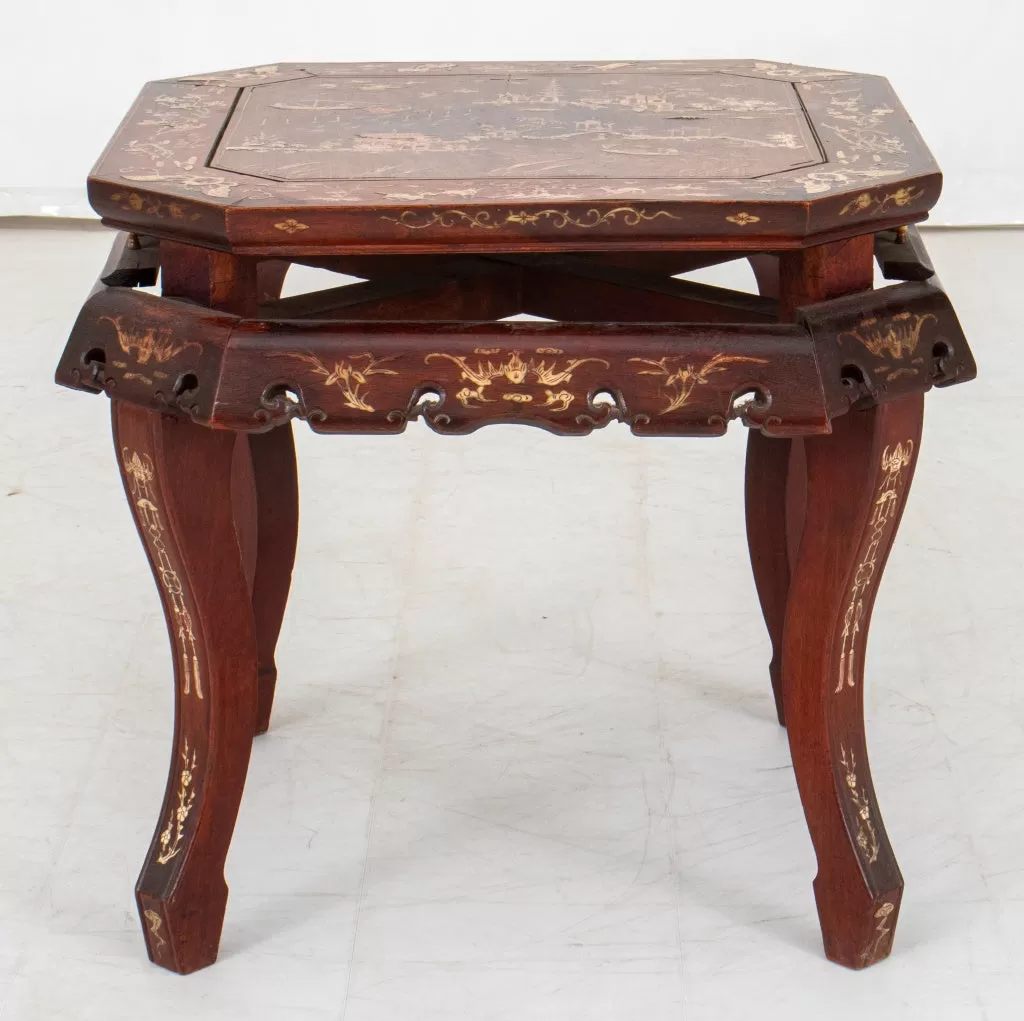 Chinese Inlaid Hardwood Side Table, 19th C