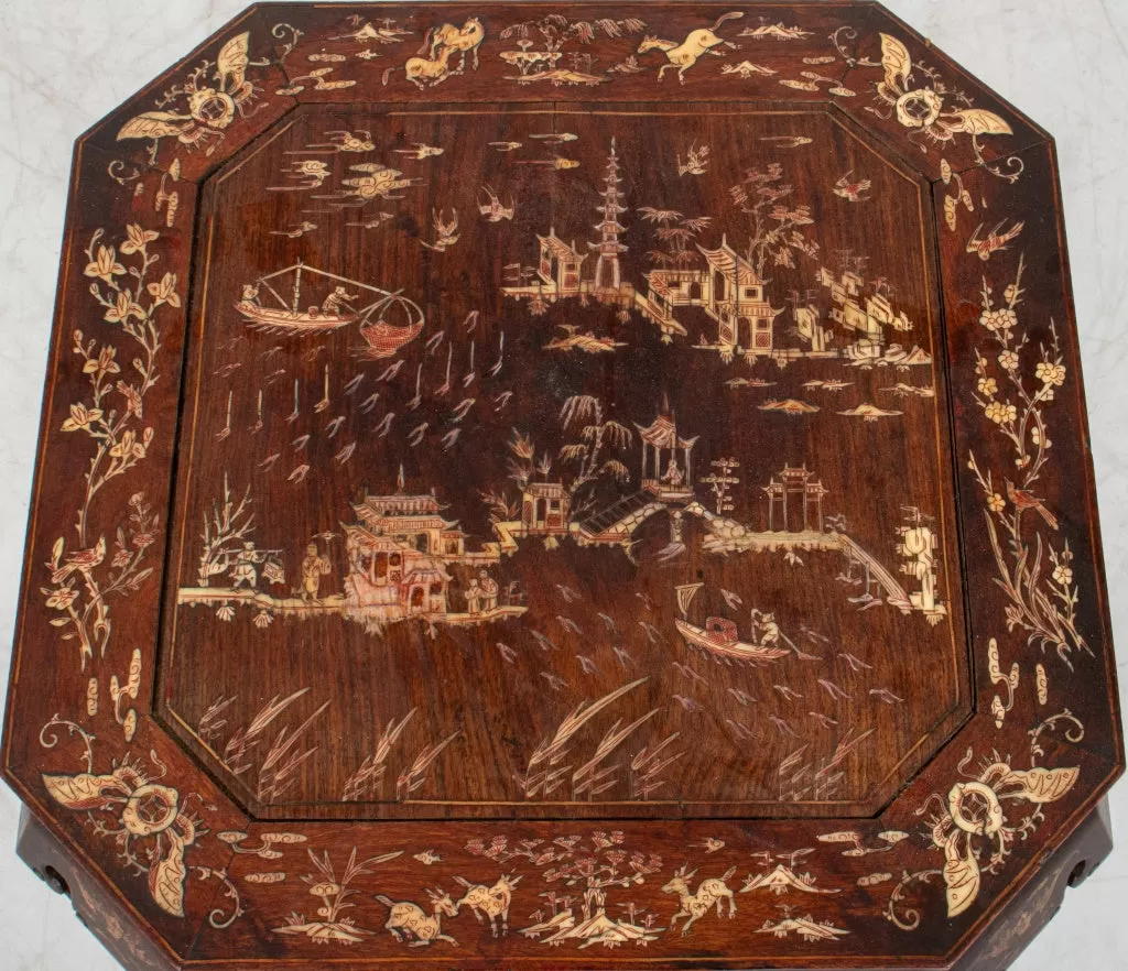 Chinese Inlaid Hardwood Side Table, 19th C