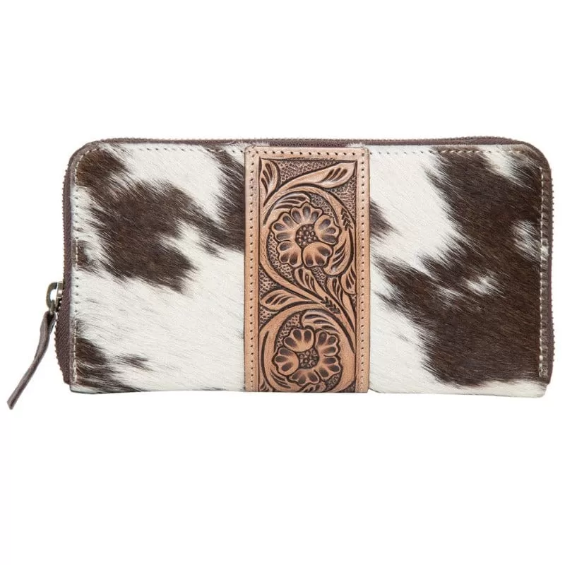 Cowhide and Tooled Leather Wallet