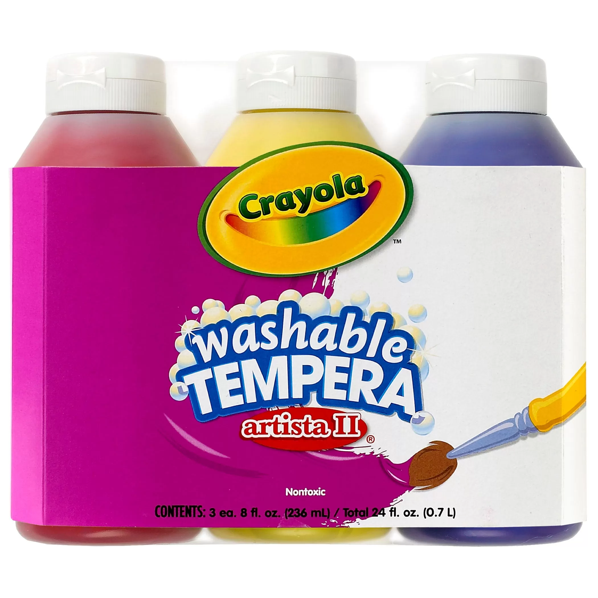 Crayola Artista II Tempera 3 Count 8 Oz Primary Color Set Washable Paint (discontinued)