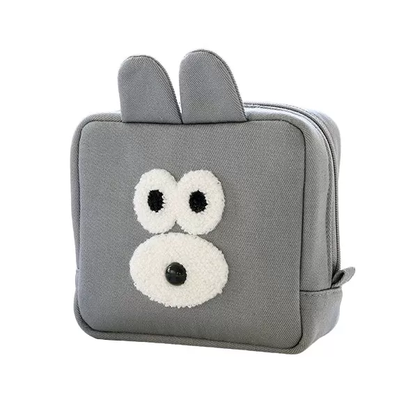 Cute Characters Square Pouches Purses Handbags Cosmetics Coin Charger Wallets Black Gray Beige