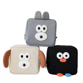 Cute Characters Square Pouches Purses Handbags Cosmetics Coin Charger Wallets Black Gray Beige