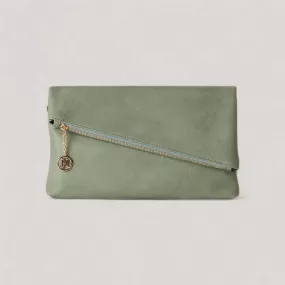 CYNDIE | Sage Asymmetrical Fold over Clutch