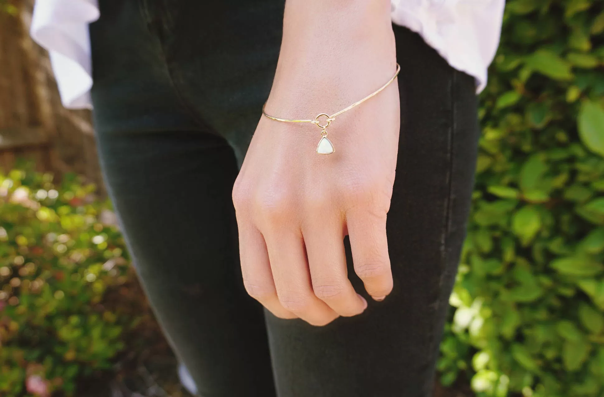 Dainty Opal Bangle Bracelet