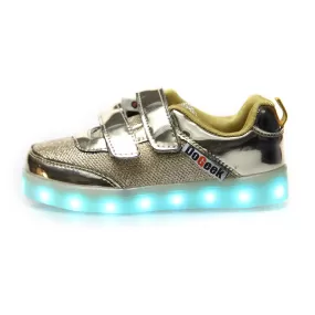 DoGeek Kids Bling Bling Net Light Up Shoes for Boys and Girls, Gold, Size 25-37 EU