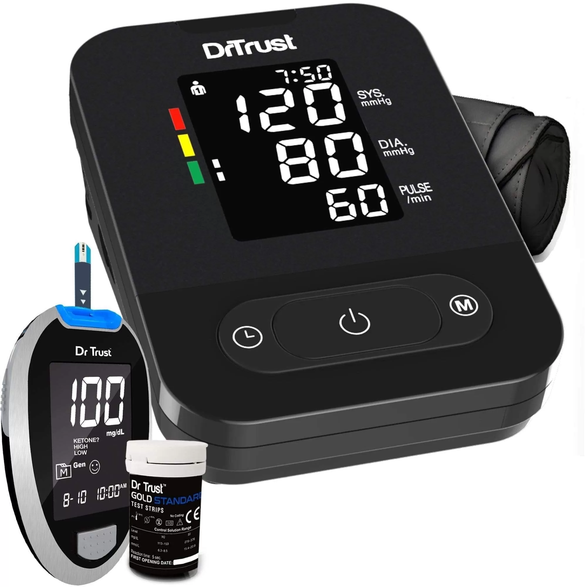 Dr Trust USA Smart BP Machine 101   Glucose Blood Sugar Testing 9001 with 10 strips