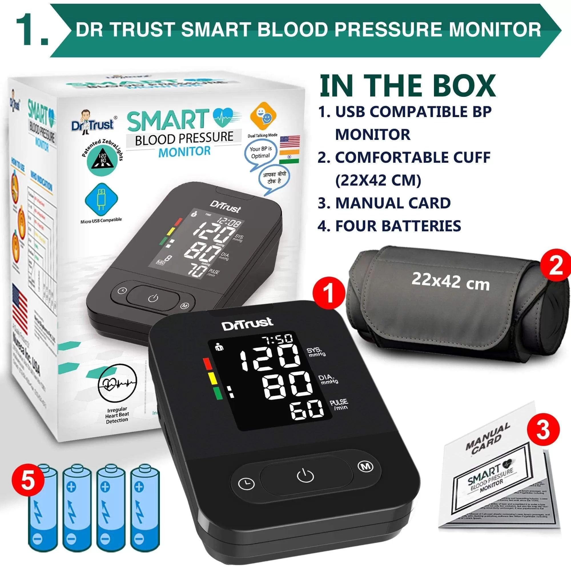 Dr Trust USA Smart BP Machine 101   Glucose Blood Sugar Testing 9001 with 10 strips