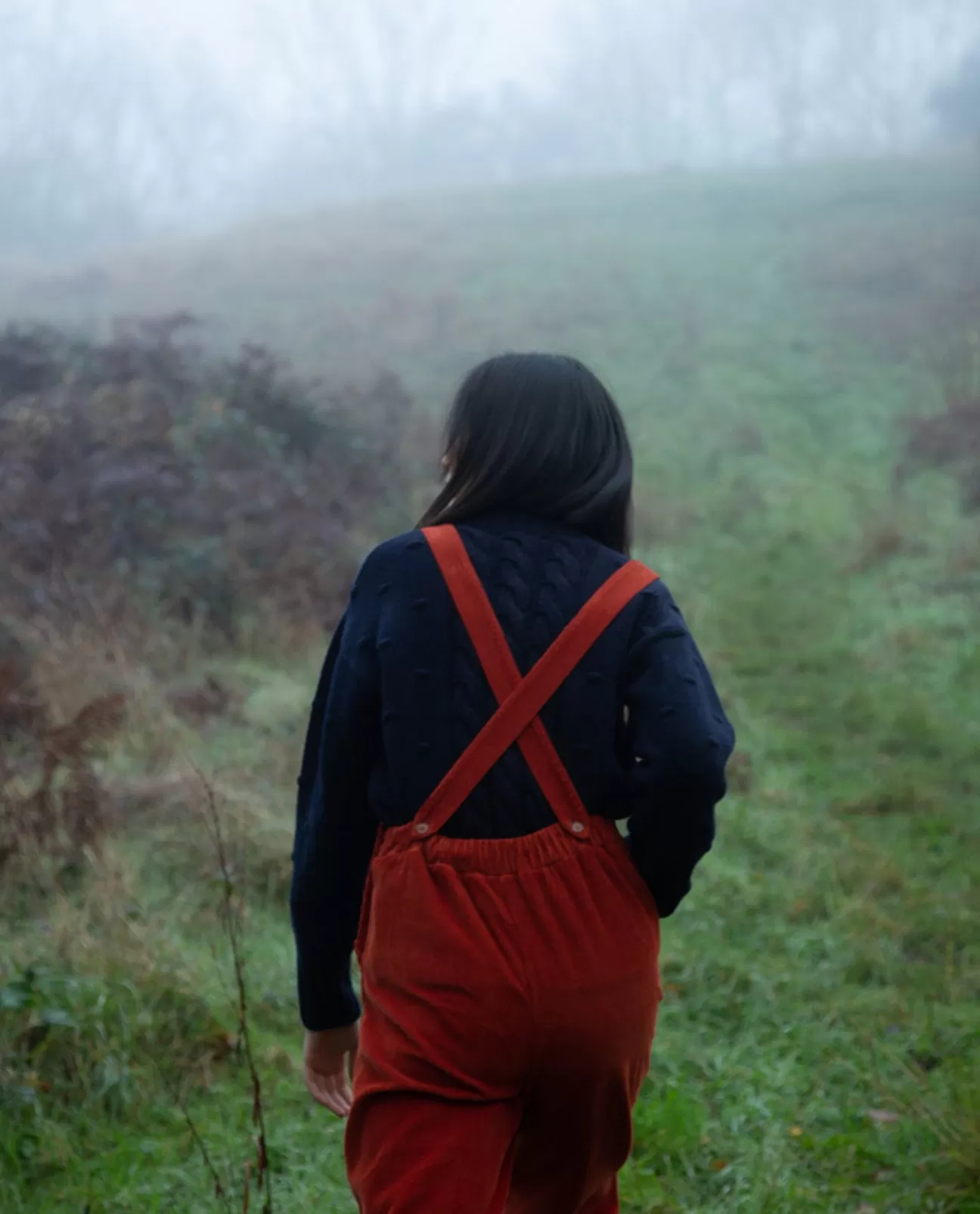 Dusty Organic Cotton Cord Dungarees in Burnt Orange