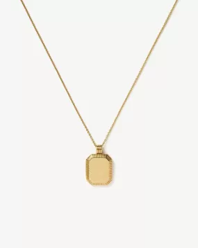 Engravable Square Ridge Locket Pendant Necklace