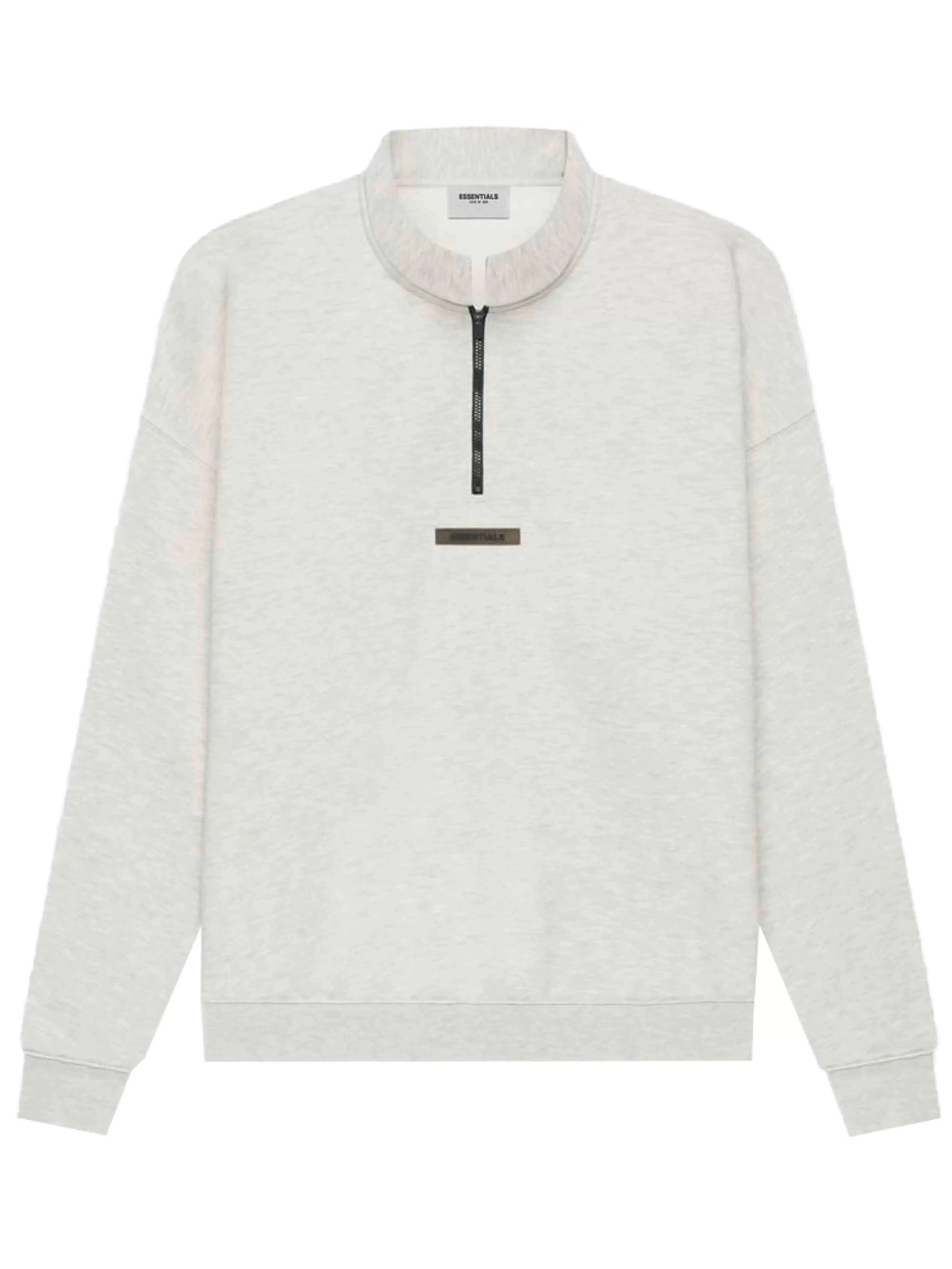 Fear Of God Essentials Half Zip Sweatshirt Light Heather Oatmeal [SS21]