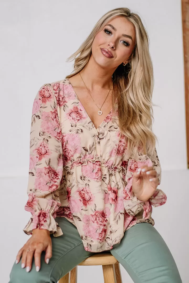 Garden Meandering Balloon Sleeve Top