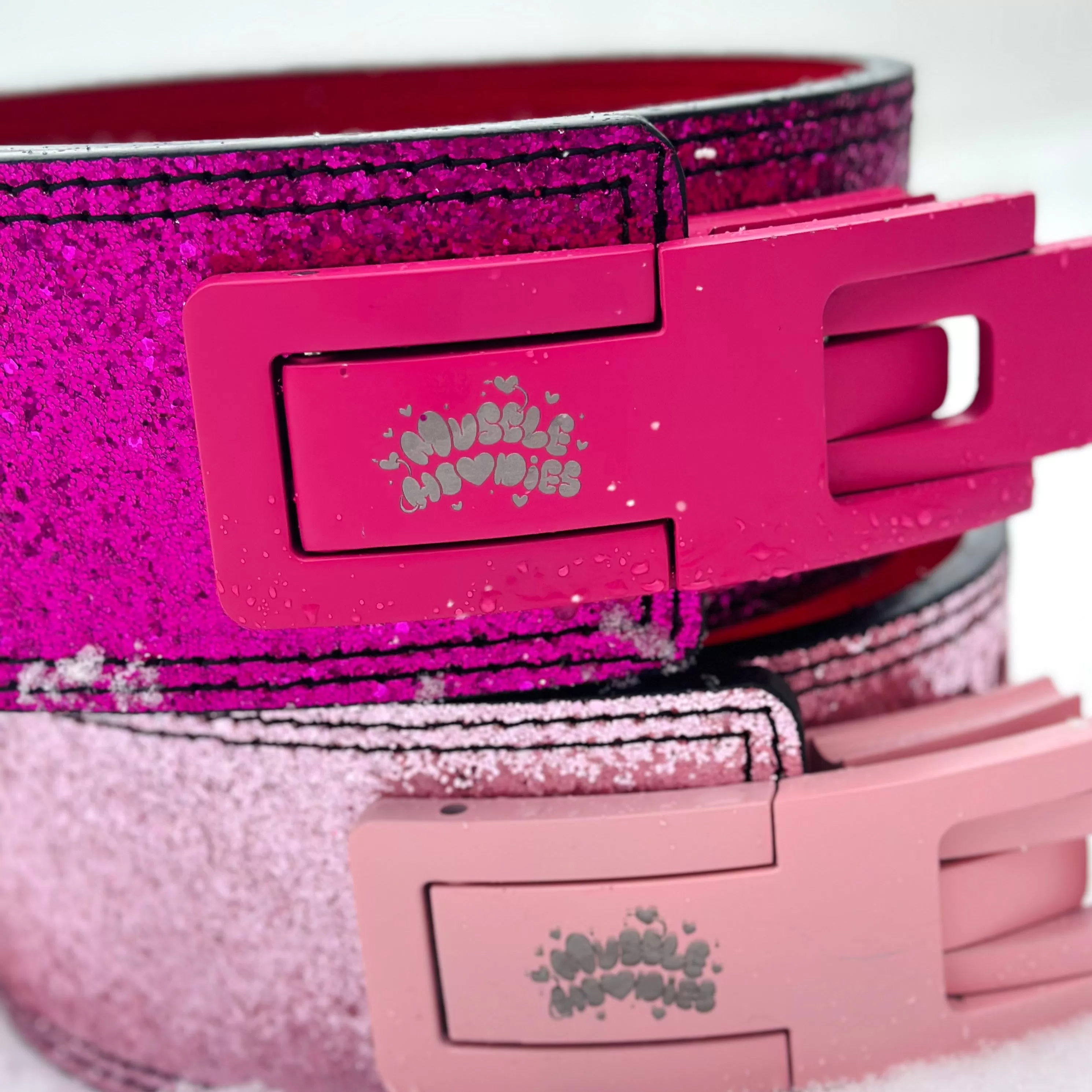 GLITTER LEVER WEIGHT LIFTING BELT- HOT PINK