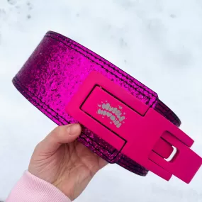 GLITTER LEVER WEIGHT LIFTING BELT- HOT PINK