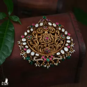 Gold Plated Polki Nakash Pendant - 3745