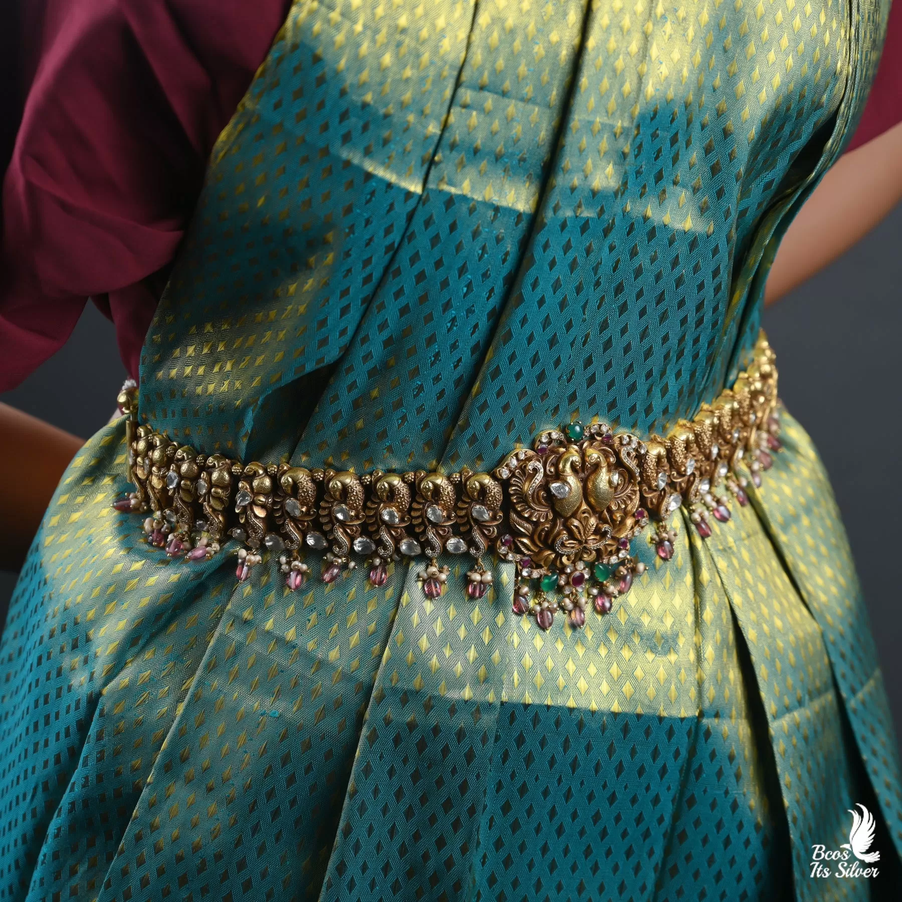 Gold Plated Polki Nakash Waist Belt - 2825