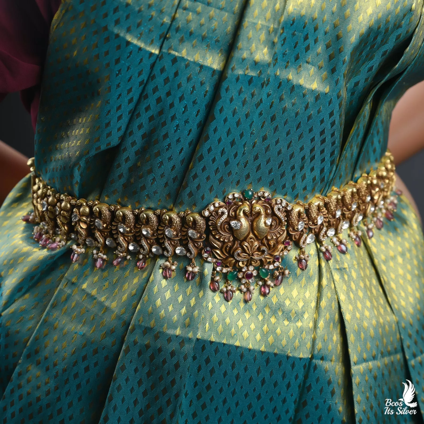 Gold Plated Polki Nakash Waist Belt - 2825