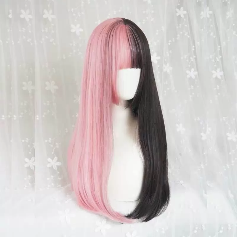 GOTHIC HARAJUKU PINK BLACK LONG STRAIGHT WIG BY31047