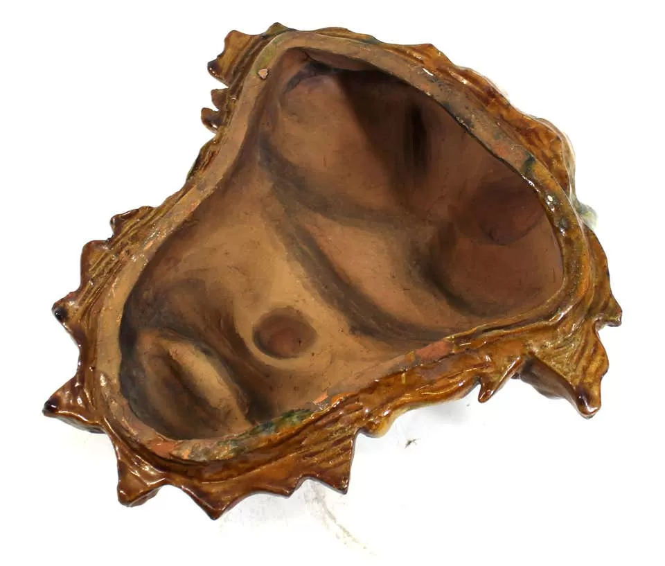 Italian Baroque Revival Glazed Terracotta Puck Mask