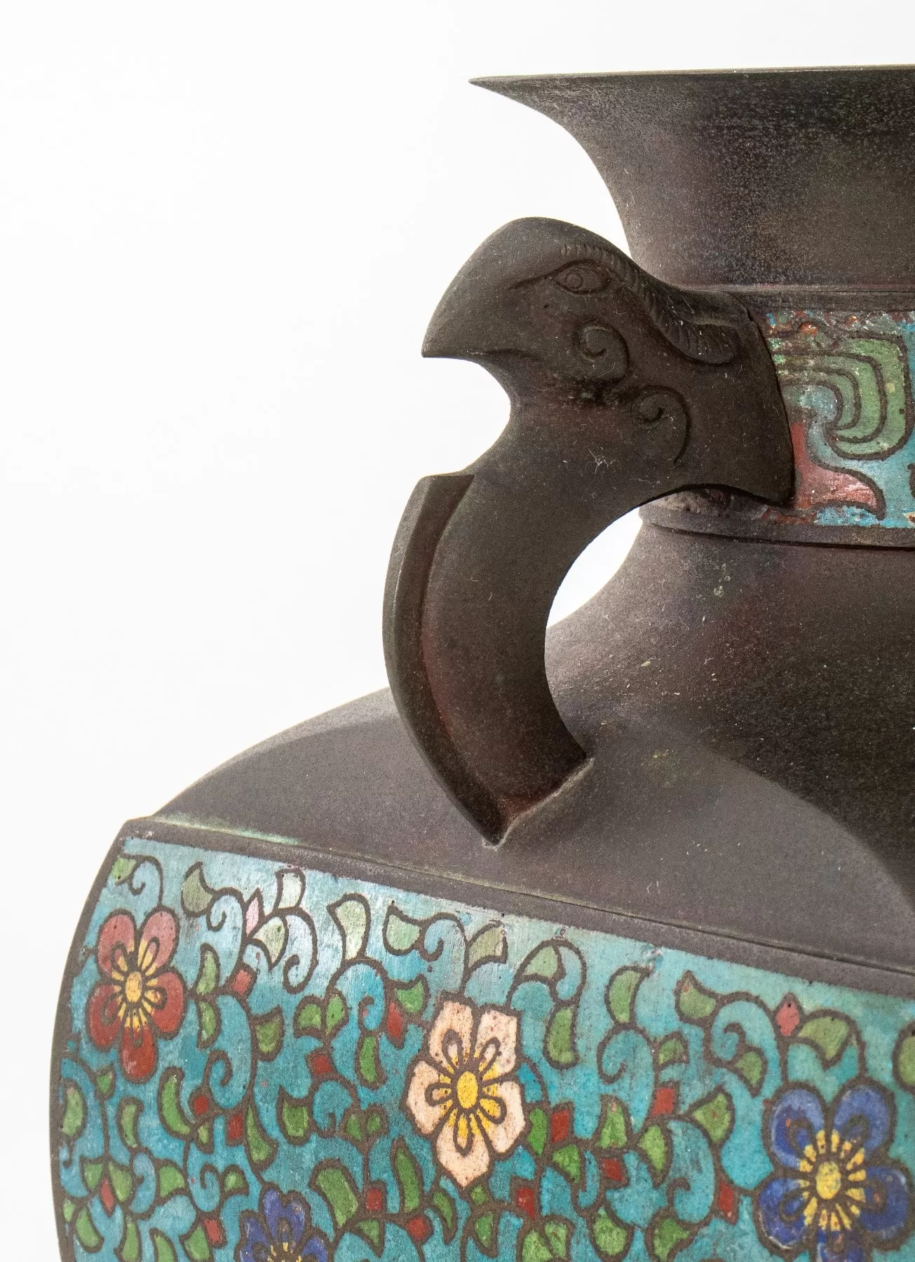 Japanese Enameled Bronze Vase. 20th C