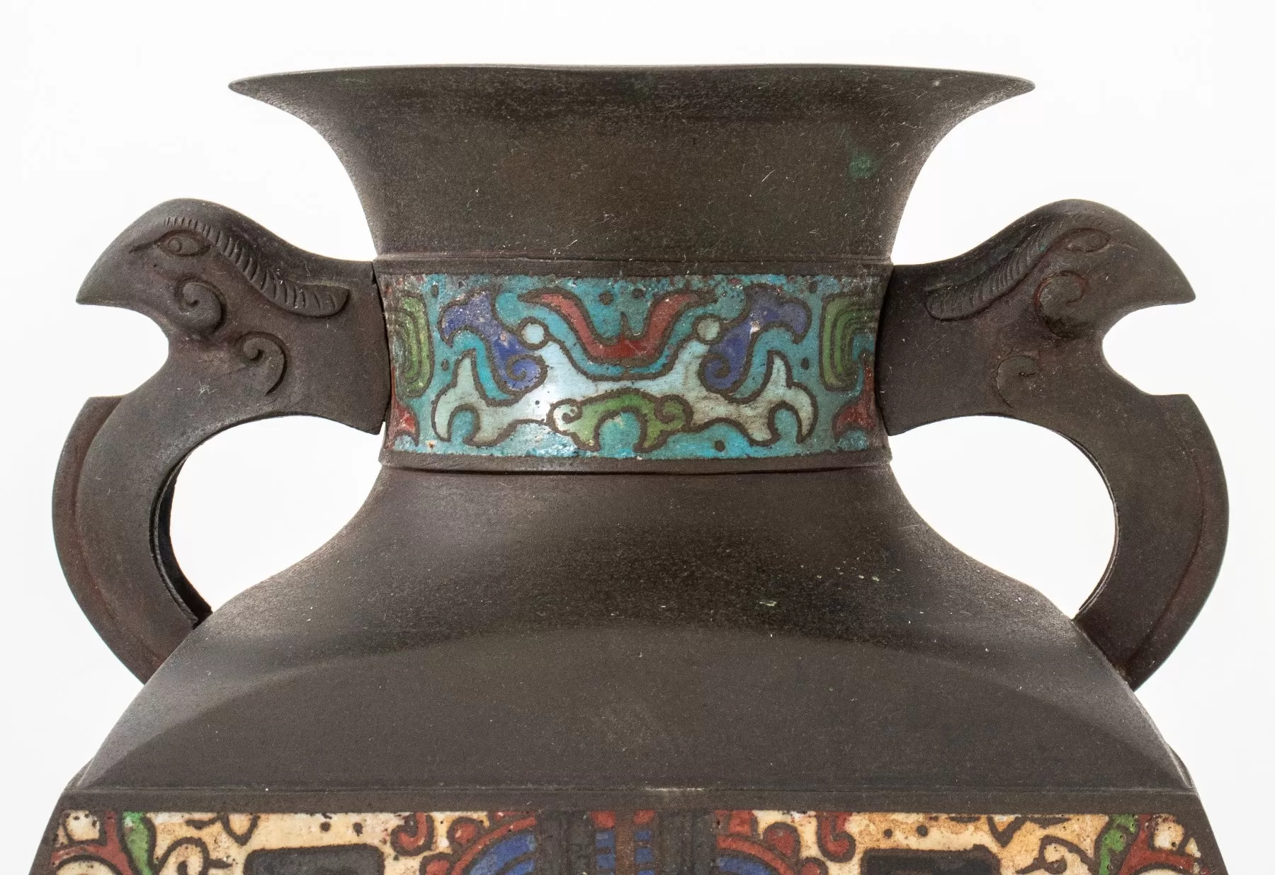 Japanese Enameled Bronze Vase. 20th C