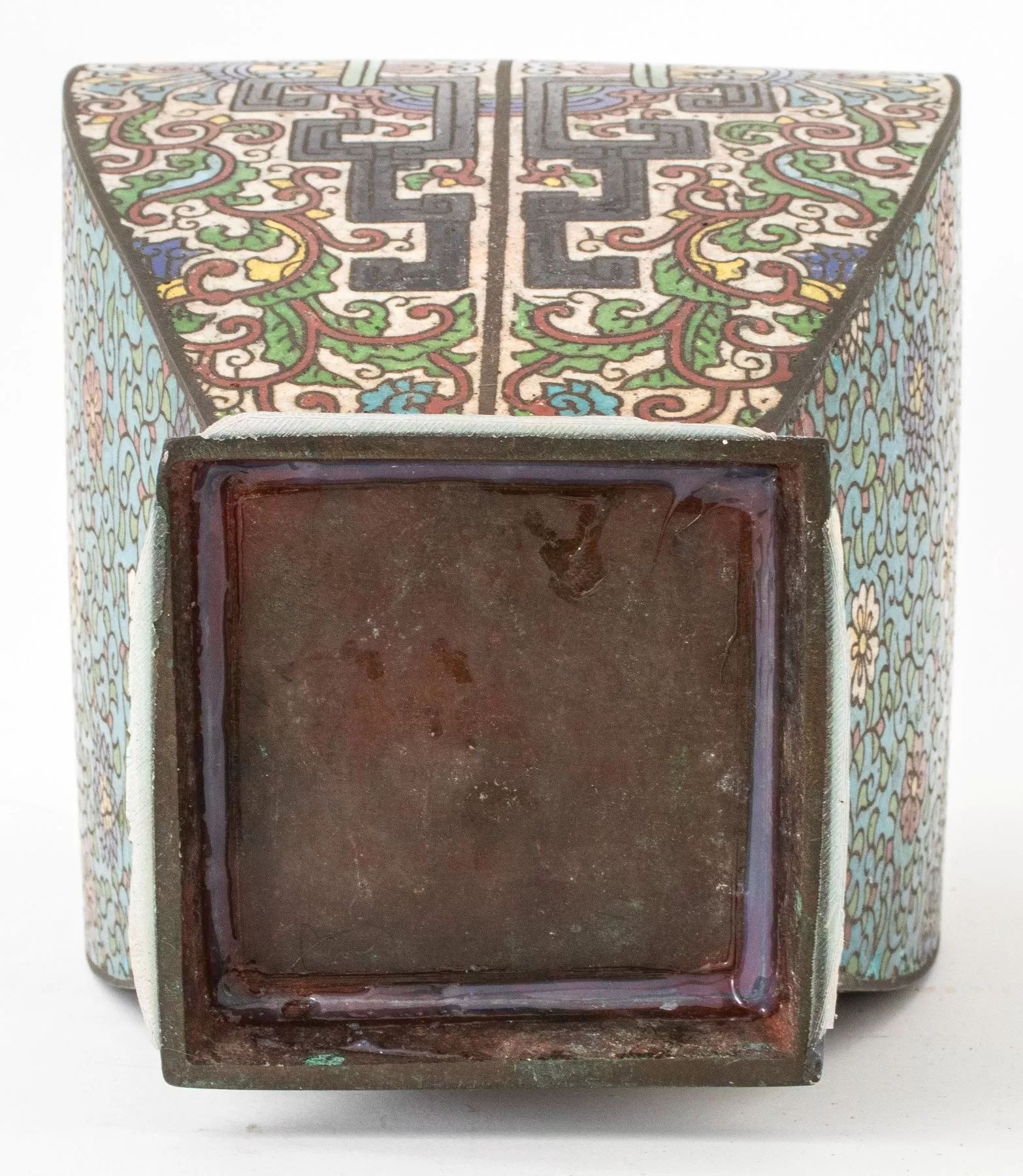 Japanese Enameled Bronze Vase. 20th C