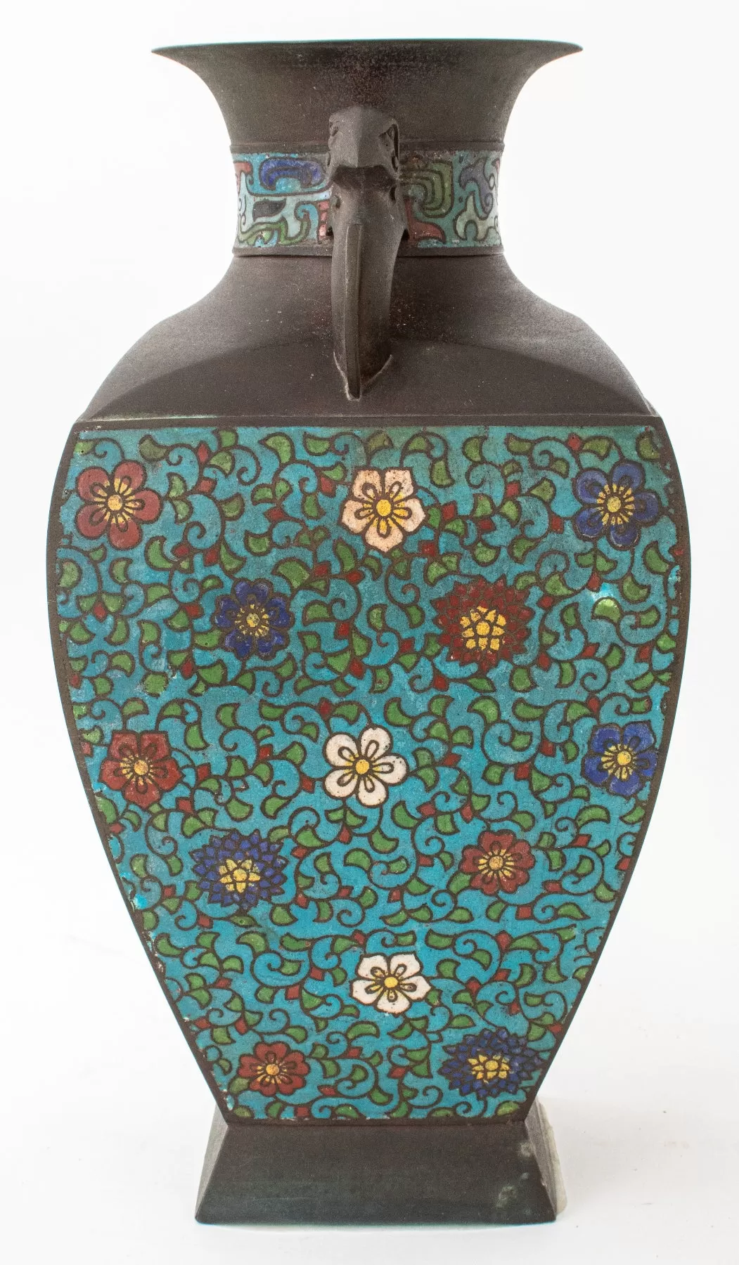 Japanese Enameled Bronze Vase. 20th C