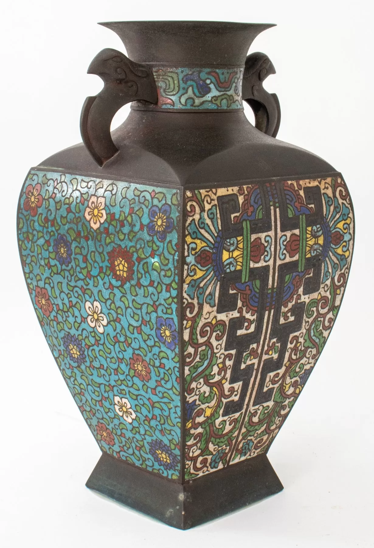 Japanese Enameled Bronze Vase. 20th C