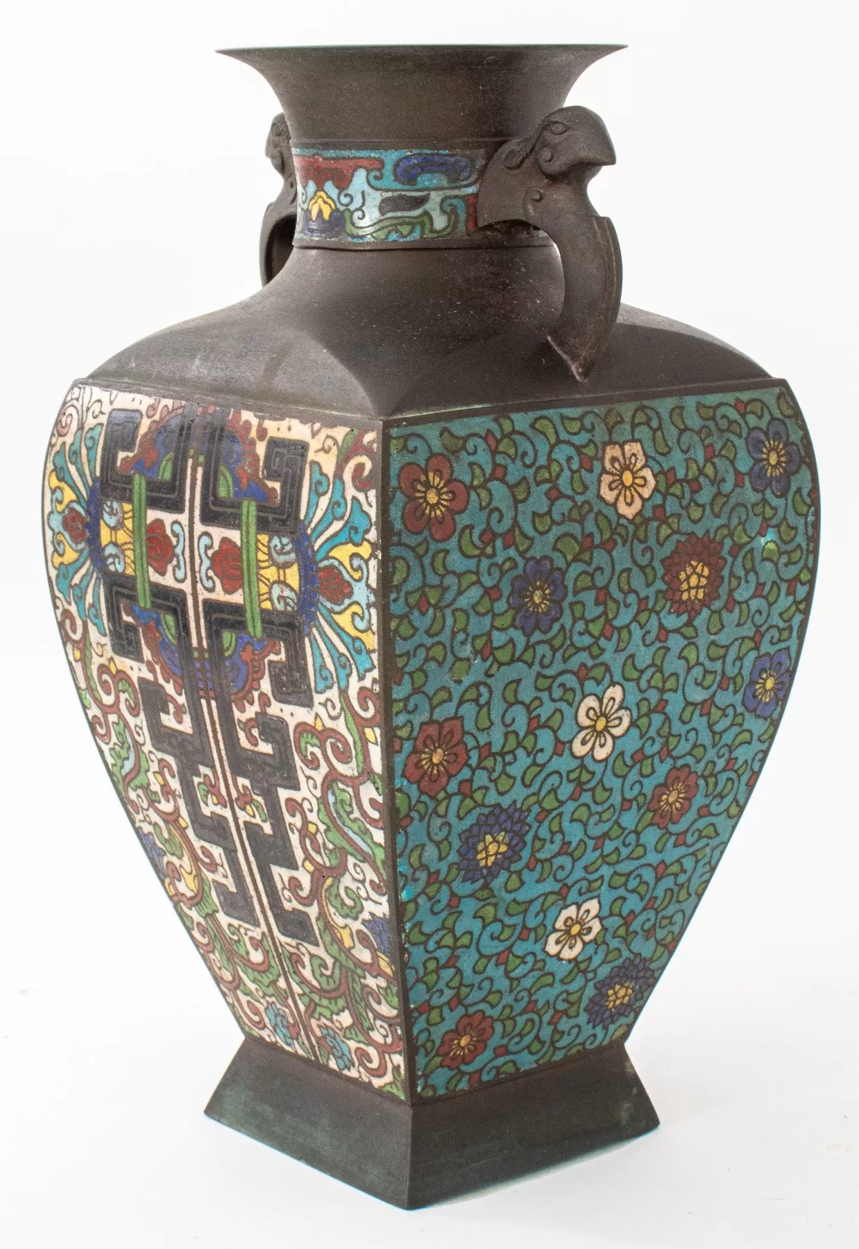 Japanese Enameled Bronze Vase. 20th C