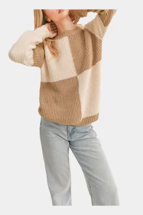 Joni Crew Neck Colorblock Sweater