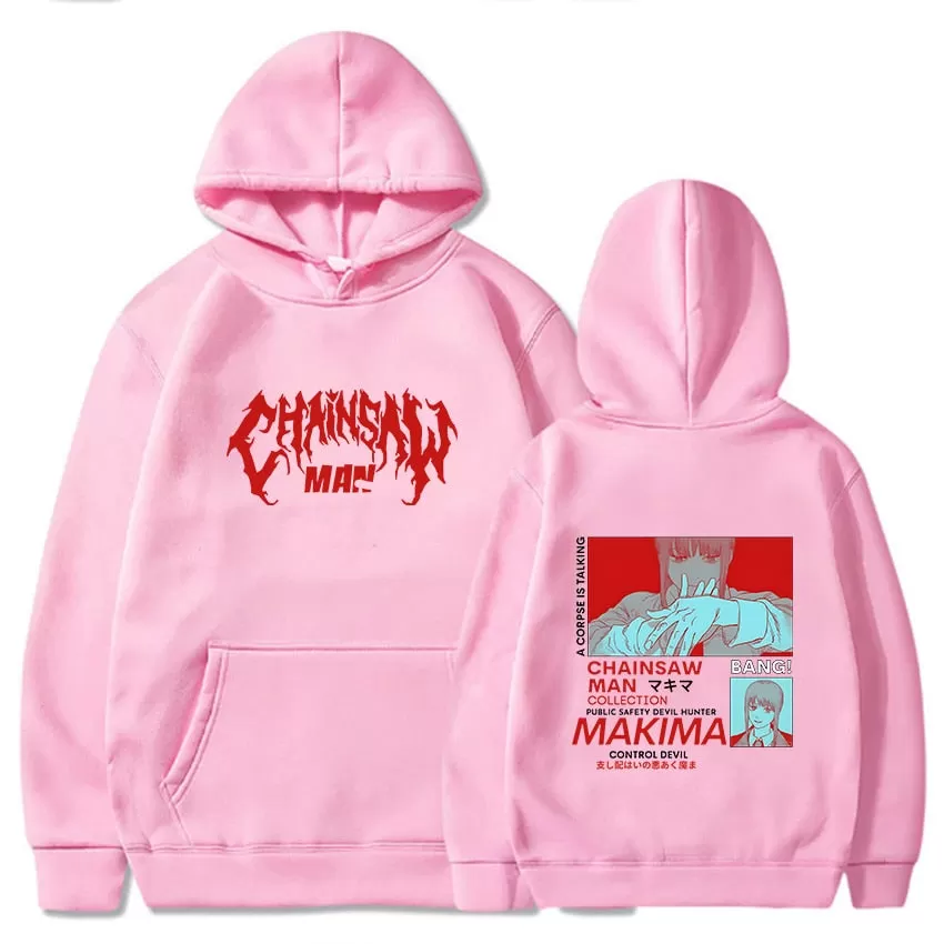 Kawaii Makima Chainsaw Man Hoodies Anime Print Sweatshirts Casual Long Sleeve Hooded Pullovers